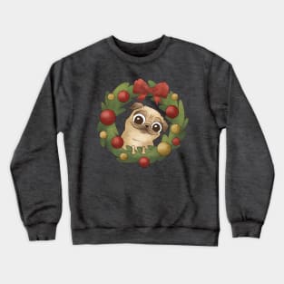 Merry Pugmas Wreath Crewneck Sweatshirt